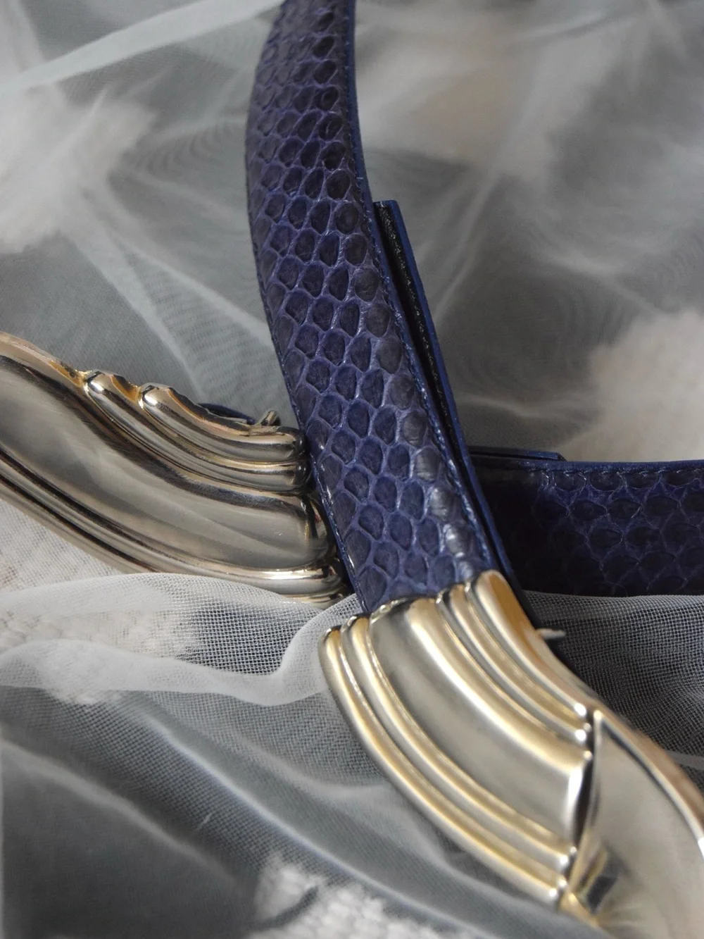 Liz Claiborne Genuine Snake Belt with Silver Buckle.